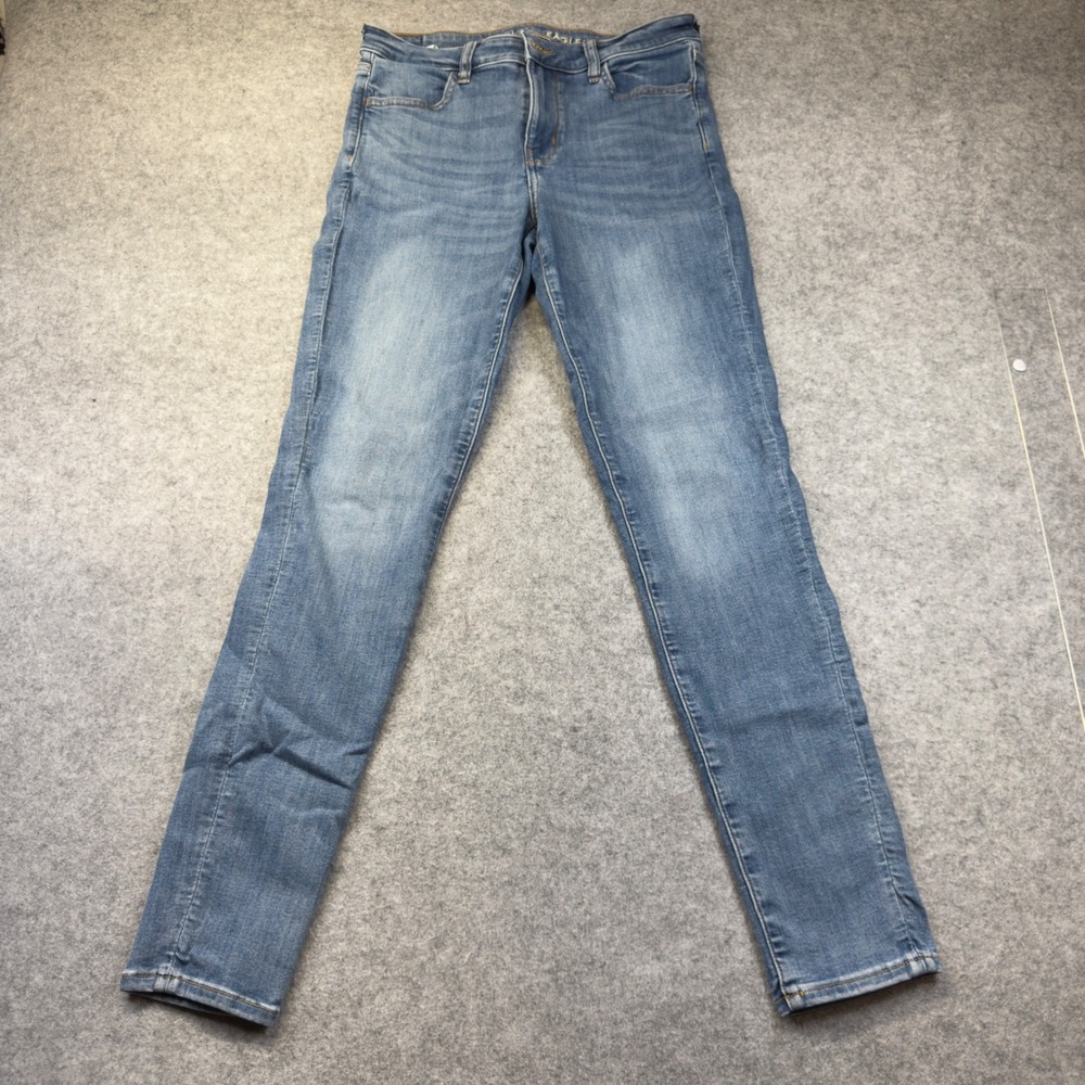 American Eagle Jeans Womens 10 Long Blue Excellent Ne(x)t Level Stretch Skinny
